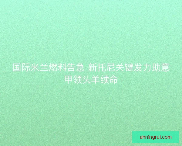 国际米兰燃料告急 新托尼关键发力助意甲领头羊续命
