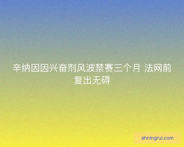辛纳因因兴奋剂风波禁赛三个月 法网前复出无碍 辛纳因因兴奋剂风波禁赛三个月 法网前复出无碍