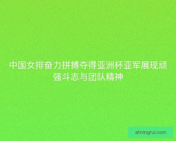 中国女排奋力拼搏夺得亚洲杯亚军展现顽强斗志与团队精神