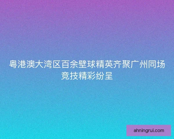 粤港澳大湾区百余壁球精英齐聚广州同场竞技精彩纷呈